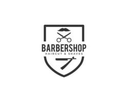 barbiere o taglio di capelli logo icona design vettore