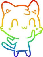 arcobaleno gradiente linea disegno cartone animato gatto felice vettore