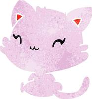 cartone animato retrò di simpatico gattino kawaii vettore