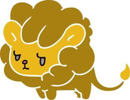 cartone animato kawaii carino cucciolo di leone vettore