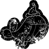 cartone animato afflitto icona di un' balena indossare Santa cappello vettore