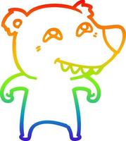 arcobaleno gradiente disegno cartone animato orso che mostra i denti vettore