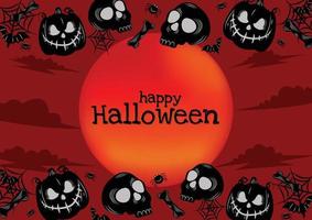 grande rosso Luna contento Halloween bandiera design vettore