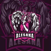 alesana demone ragazza gioco logo vettore