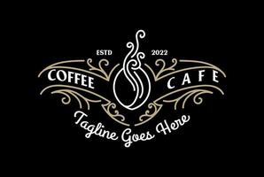 Vintage ▾ retrò arte deco con caffè ornamento per bar ristorante logo design vettore