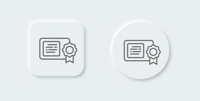 certificato linea icona nel neomorfo design stile. diploma segni vettore illustrazione.