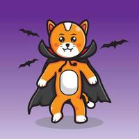 carino vampiro gatto a piedi in direzione voi su Halloween giorno vettore