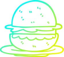 hamburger di cartone animato di disegno a tratteggio a gradiente freddo vettore