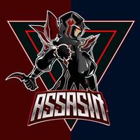 assassino portafortuna esport logo design modificabile testo effetto vettore