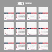 rosso e nero 2023 calendario vettore