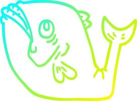 linea a gradiente freddo che disegna un pesce divertente del fumetto vettore