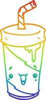 tazza di soda del fumetto di disegno a tratteggio sfumato arcobaleno vettore