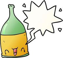cartone animato vino bottiglia e discorso bolla nel liscio pendenza stile vettore