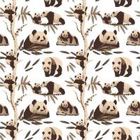 carino poco panda con sua famiglia vettore senza soluzione di continuità modello