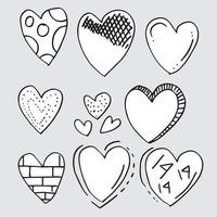 cuori di doodle, illustrazione disegnata a mano del cuore di amore collection.vector. vettore