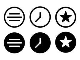 Luna e stelle e Linee icona nel moderno stile icone siamo collocato su bianca e nero sfondi. il imballare ha sei icone. vettore