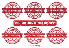 Badge promozionale impostato in spagnolo vettore
