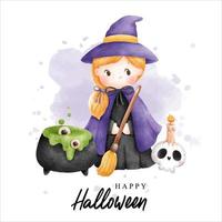 contento Halloween. carta, vettore illustrazione