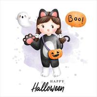 contento Halloween. carta, vettore illustrazione