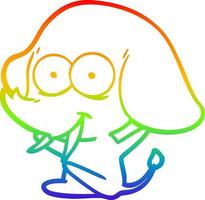 arcobaleno gradiente di disegno felice cartone animato elefante vettore