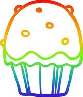 Cupcake del fumetto di disegno a tratteggio sfumato arcobaleno vettore