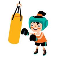 cartone animato illustrazione di un' ragazzo boxe vettore