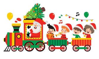 Natale con Santa Claus nel treno vettore