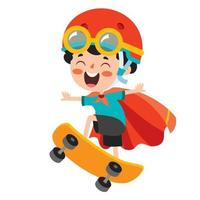 cartone animato illustrazione di un' ragazzo giocando skateboard vettore