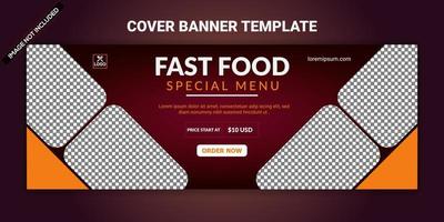 cibo menù e ristorante Facebook copertina modello bandiera design.