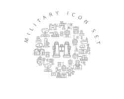 militare icona impostato design su bianca sfondo vettore