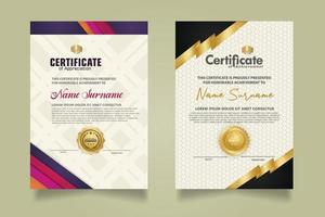 impostato certificato modello con strisce ornamento e moderno struttura modello sfondo. diploma. vettore illustrazione