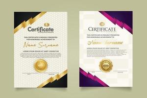 impostato certificato modello con nastro strisce ornamento e moderno struttura modello sfondo. diploma. vettore illustrazione