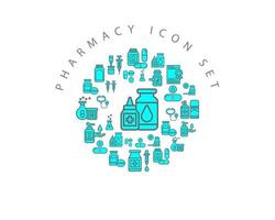 farmacia icona impostato design su bianca sfondo. vettore