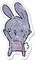 adesivo in difficoltà di un simpatico coniglio cartone animato vettore