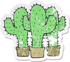 retrò afflitto etichetta di un' cartone animato cactus vettore