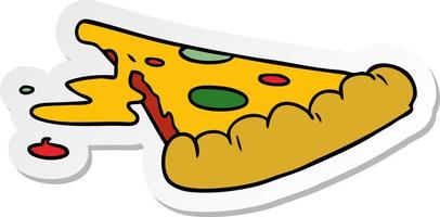 adesivo cartone animato doodle di una fetta di pizza vettore