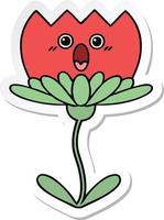 adesivo di un fiore simpatico cartone animato vettore