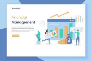 landing page di gestione finanziaria con grafici e diagrammi vettore