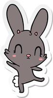 adesivo di un simpatico coniglio cartone animato che balla vettore