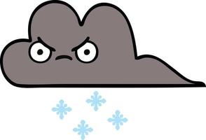carino cartone animato tempesta di neve nuvola vettore