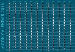 Vettore del calendario 2016 della luna scura