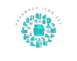 farmacia icona impostato design su bianca sfondo.