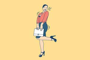 illustrazioni di giovane bellissimo aziendale attività commerciale signora donna dipendente sorridente Tenere bianca cartella vettore
