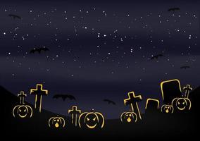 Halloween bandiera con zucca . vettore piatto illustrazione. pieno Luna notte nel spaventoso foresta.