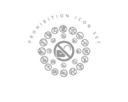 divieto icona impostato design su bianca sfondo vettore