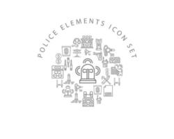polizia elementi icona impostato design su bianca sfondo vettore
