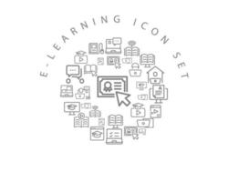 e-learning icona impostato design su bianca sfondo. vettore