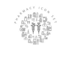 farmacia icona impostato design su bianca sfondo. vettore