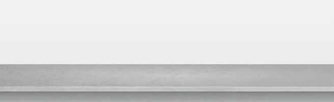 piano di lavoro in pietra di cemento grigio su sfondo bianco panoramico, modello web promozionale - vettore