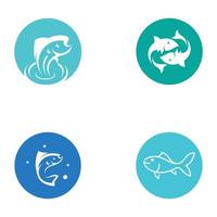 logo di pesce, amo da pesca, olio di pesce e icona del ristorante di frutti di mare. con il modello dell'illustrazione di progettazione di concetto dell'icona di vettore